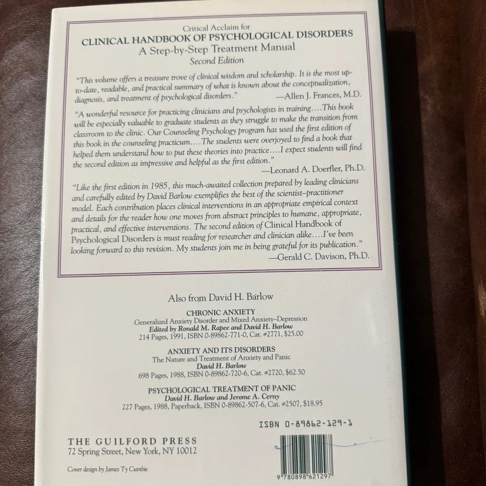 Clinical Handbook of Psychological Disorders, Second Edition - Green Cover